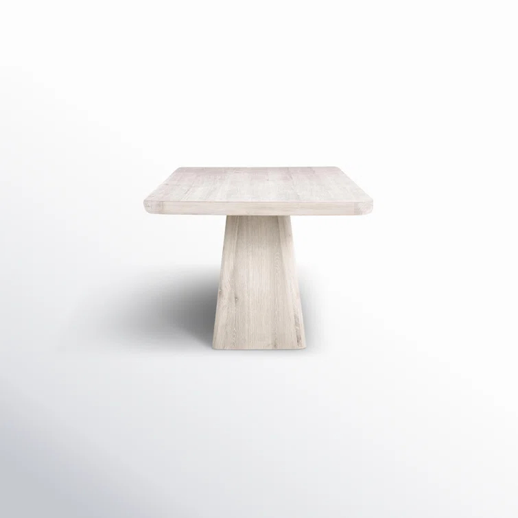 White Wash Oak Rectangular Pedestal Dining Table