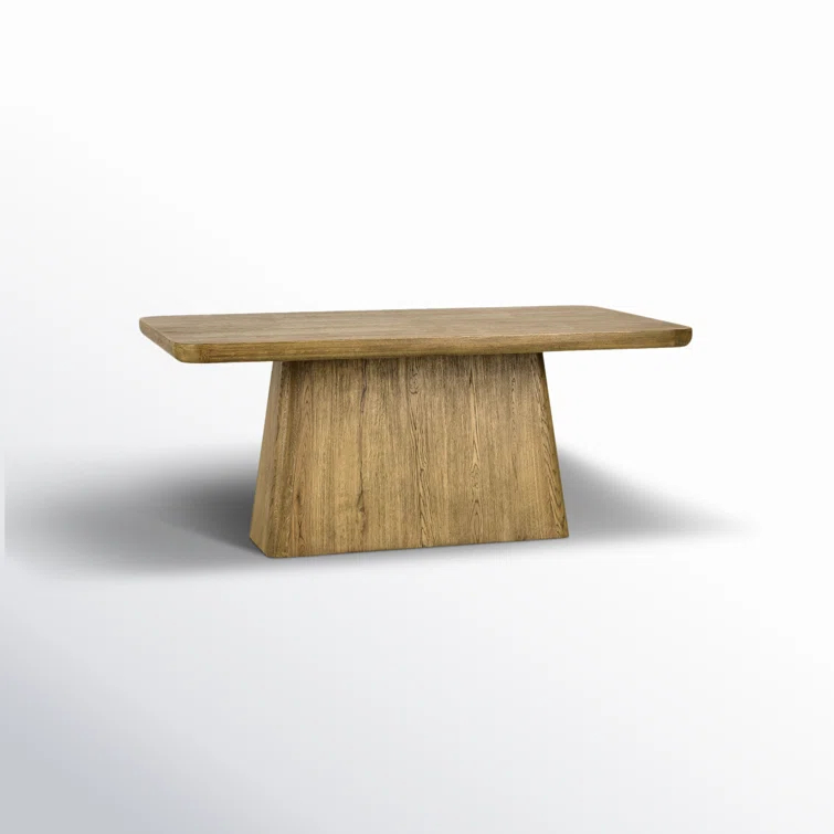 Light Brown Oak Wood Rectangular Dining Table