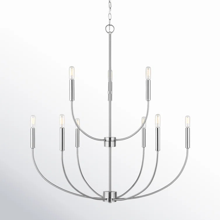 Greenwich Modern 9-Light Brushed Nickel Incandescent Chandelier