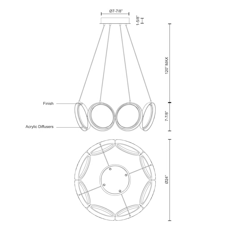 Oros 8 - Light Dimmable LED Classic / Traditional Chandelier