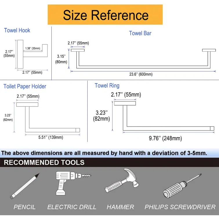 10-Pieces Bathroom Hardware Set Brush Nickel Bathroom Accessories Set SUS304 Towel Bar Set Includes 2 Towel Bar 23.6 Inch+2 Towel Holder+2 Toilet Paper Holder+4 Towel Hook (10, Brush Nickel)
