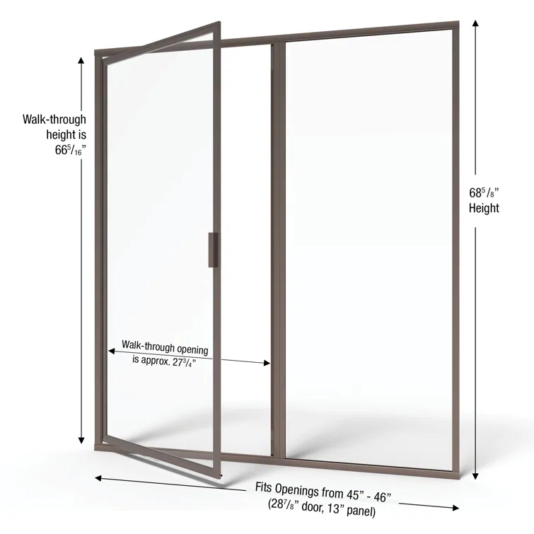 Deluxe 46" x 68.63" Pivot Framed Shower Door