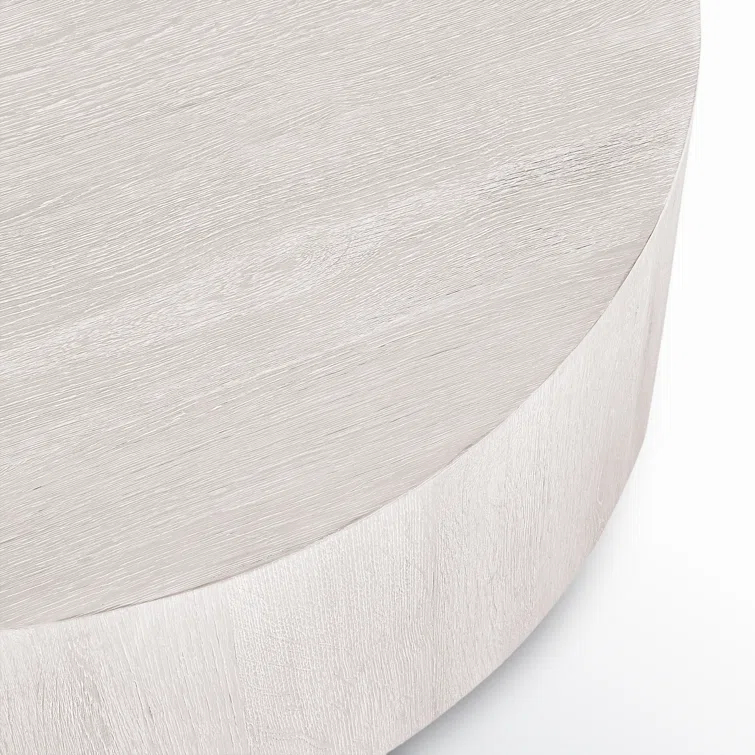 Layne 42" Round White Wash Oak Coffee Table