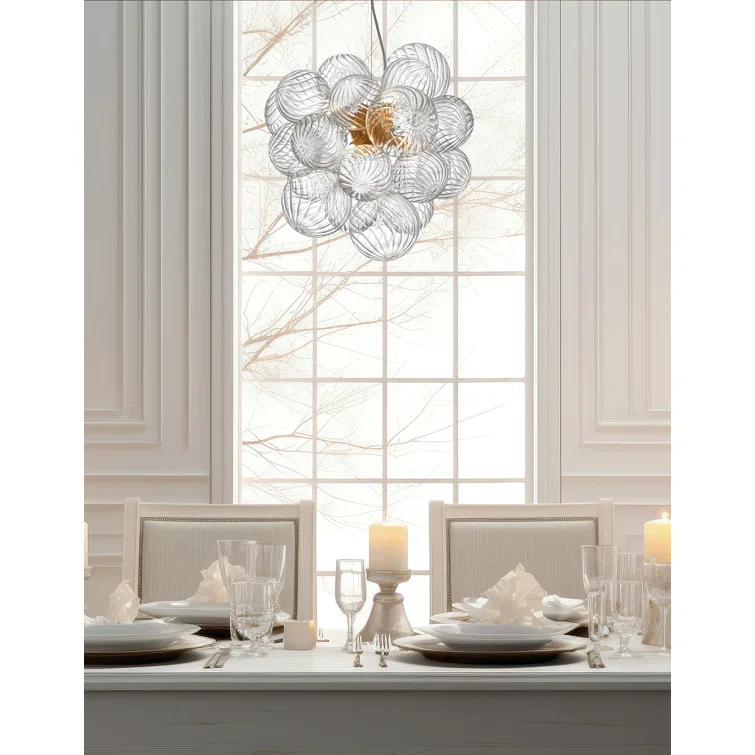 Charlize 6 Light Pendant - Clear Spiral Glass