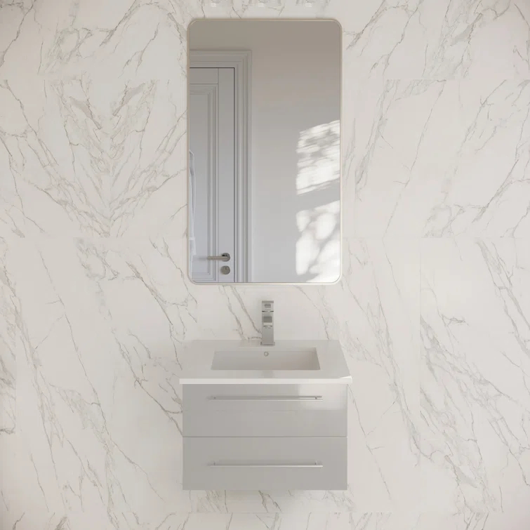 Lucera 24" Wall Mount Modern Single Sink Bathroom Vanity with Top and Undermount Sink