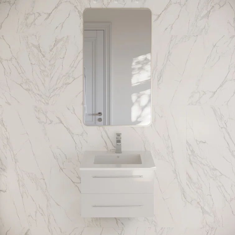 Lucera 24" Wall Mount Modern Single Sink Bathroom Vanity with Top and Undermount Sink