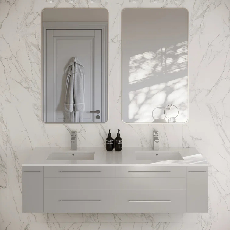 Fresca Lucera 60" Wall Mount Double Undermount Sink Bathroom Vanity Base Only (Top & Sink Not Included)
