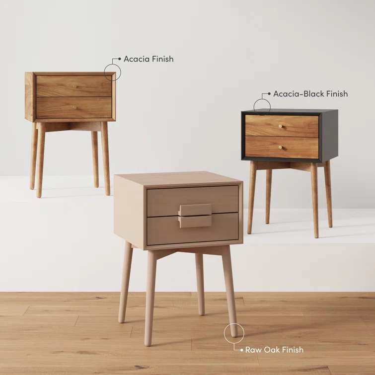 Harper 2-Drawer Wood Nightstand with Storage