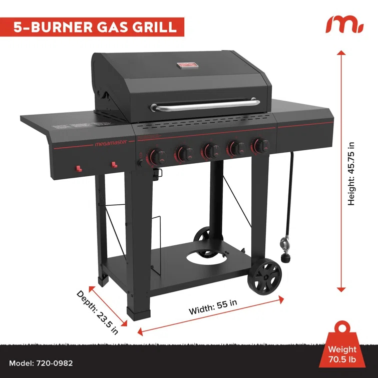 Megamaster 5 - Burner Liquid Propane Gas Grill