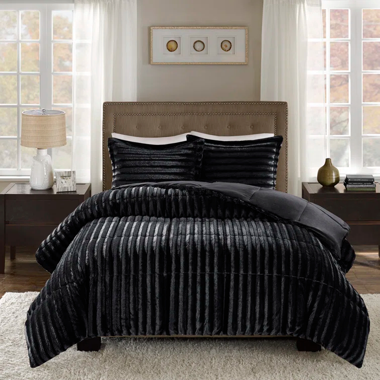 Madison Park Faux Fur 3 Piece Comforter Set
