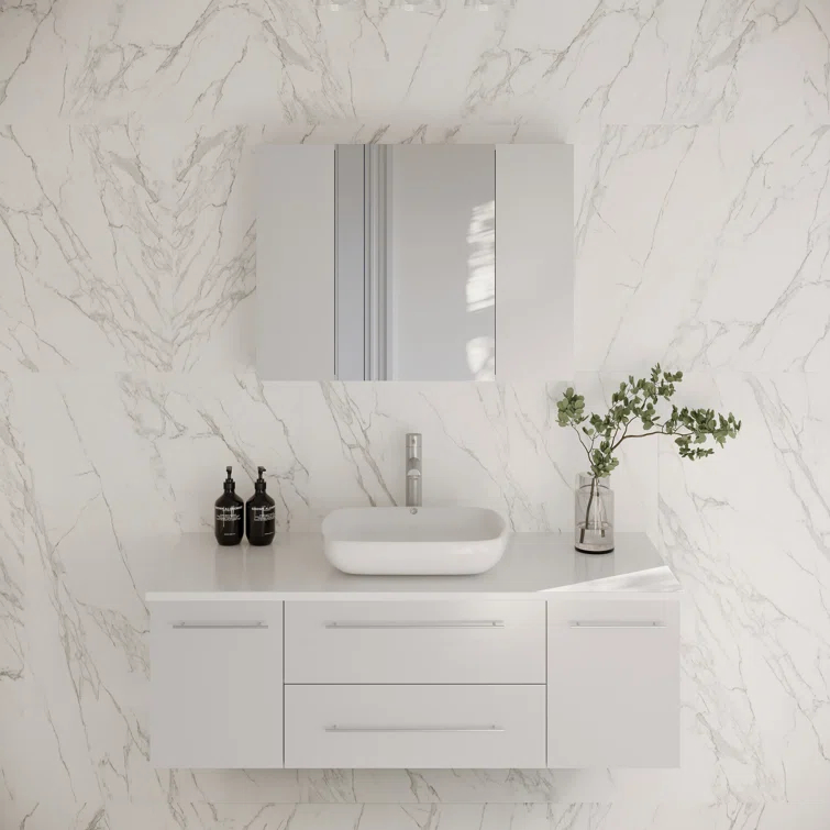 Fresca Lucera 47" Wall Mount Single Vessel Sink Bathroom Vanity Base Only (Top & Sink Not Included)