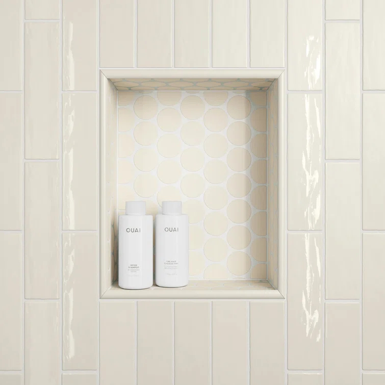 Bedrosians Marin 0.5" x 12" Jolly Miter Edge Ceramic Trim in Sand Dollar