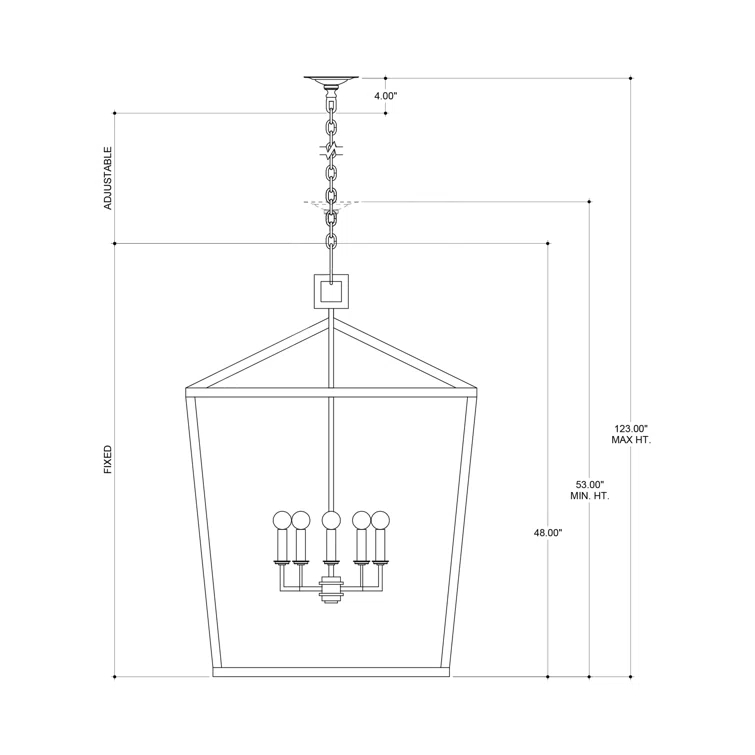 Gold Leaf Contemporary 5-Light Metal Lantern Chandelier