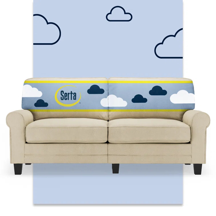 Serta Copenhagen 73" Rolled Arm Sofa, Easy Care Fabric, Soft Pillow Back, Pocket Coil Seat Cushions