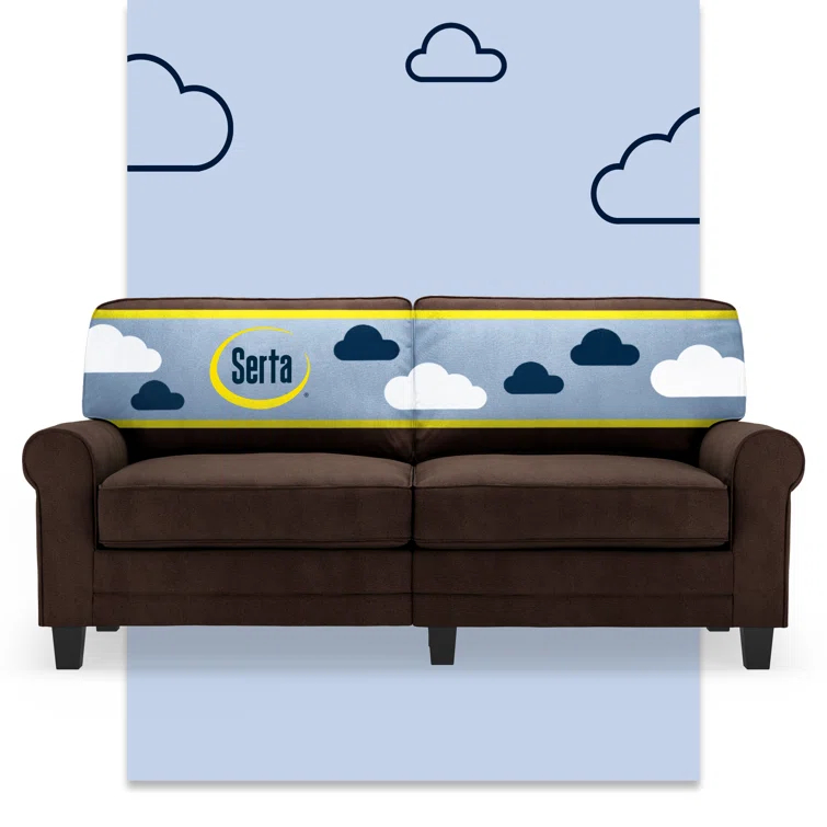 Serta Copenhagen 78" Rolled Arm Sofa, Easy Care Fabric, Soft Pillow Back, Pocket Coil Seat Cushions
