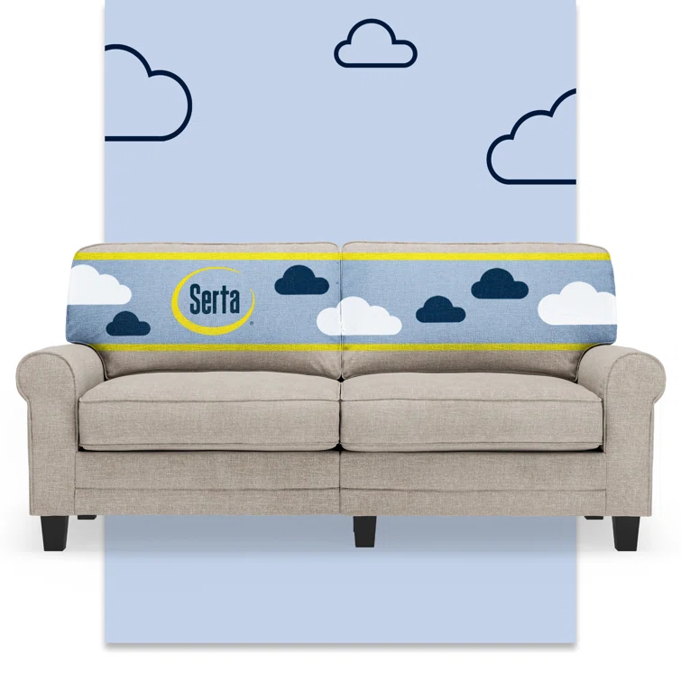 Serta Copenhagen 73" Rolled Arm Sofa, Easy Care Fabric, Soft Pillow Back, Pocket Coil Seat Cushions