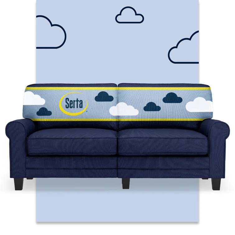 Serta Copenhagen 73" Rolled Arm Sofa, Easy Care Fabric, Soft Pillow Back, Pocket Coil Seat Cushions