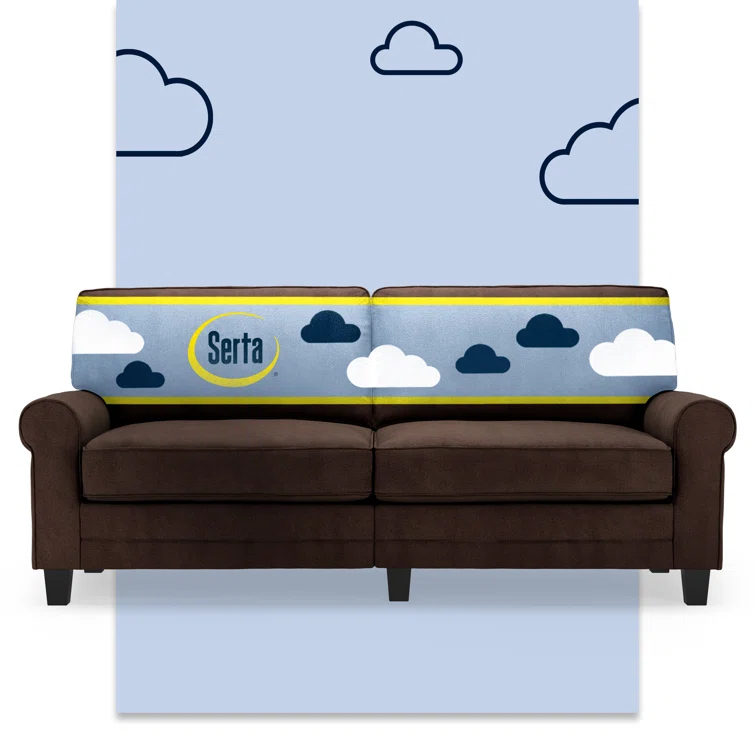 Serta Copenhagen 78" Rolled Arm Sofa, Easy Care Fabric, Soft Pillow Back, Pocket Coil Seat Cushions