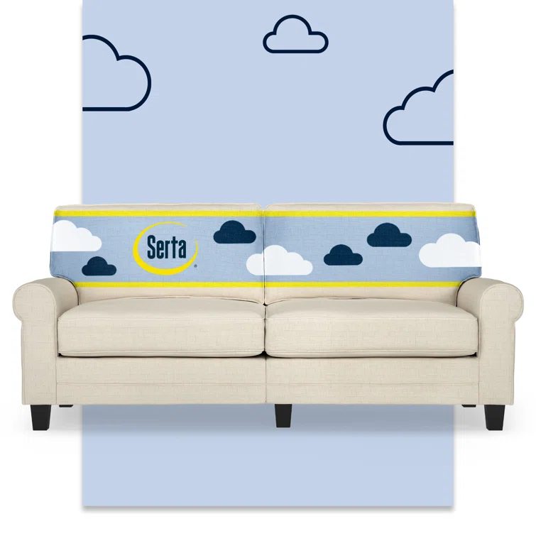 Serta Copenhagen 78" Rolled Arm Sofa, Easy Care Fabric, Soft Pillow Back, Pocket Coil Seat Cushions