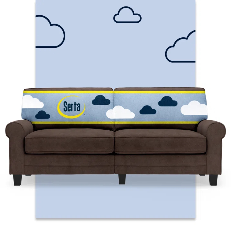Serta Copenhagen 78" Rolled Arm Sofa, Easy Care Fabric, Soft Pillow Back, Pocket Coil Seat Cushions