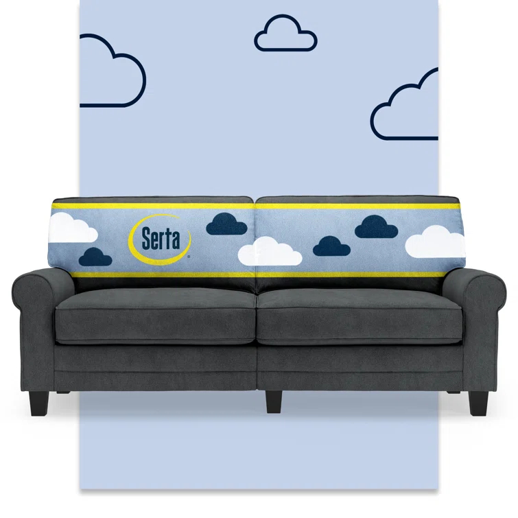 Serta Copenhagen 78" Rolled Arm Sofa, Easy Care Fabric, Soft Pillow Back, Pocket Coil Seat Cushions