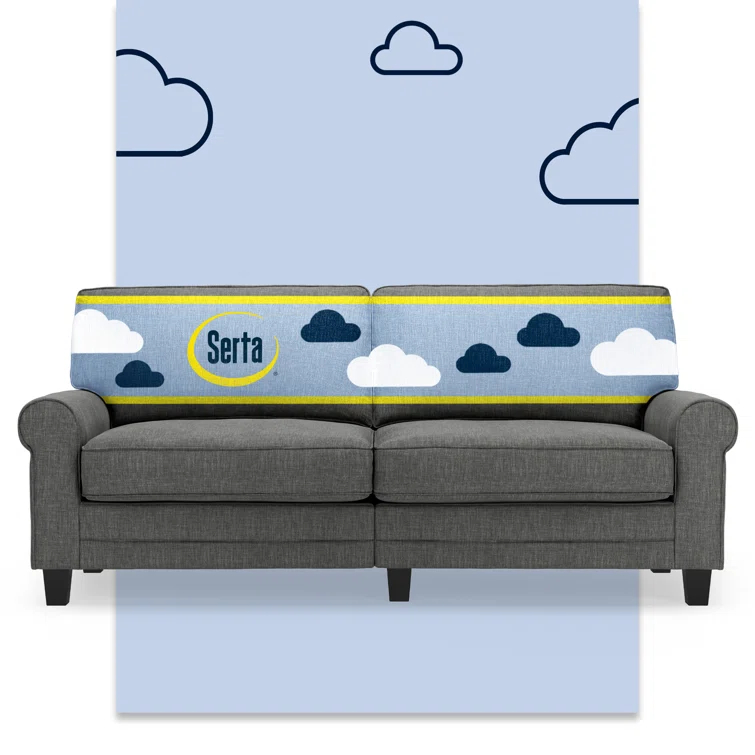 Serta Copenhagen 78" Rolled Arm Sofa, Easy Care Fabric, Soft Pillow Back, Pocket Coil Seat Cushions