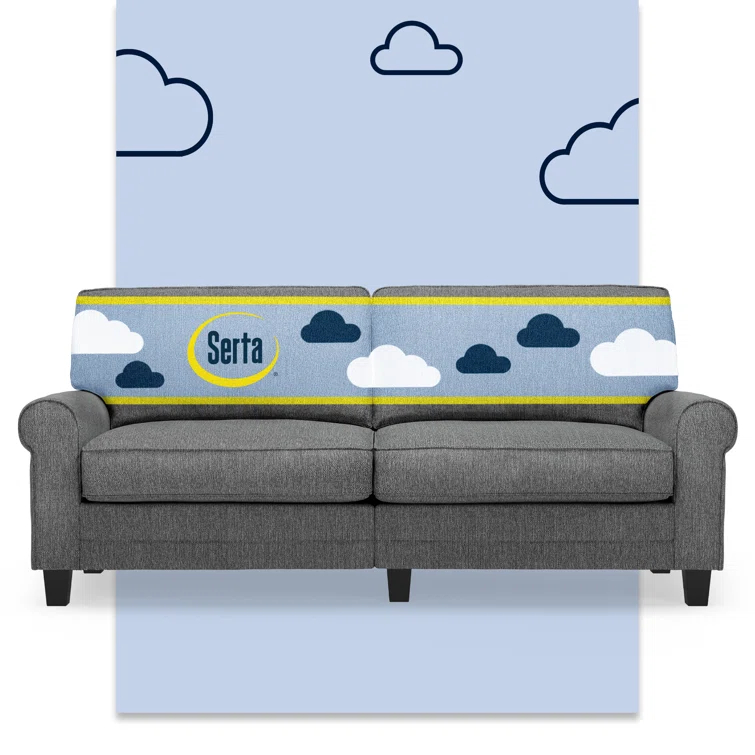 Serta Copenhagen 78" Rolled Arm Sofa, Easy Care Fabric, Soft Pillow Back, Pocket Coil Seat Cushions