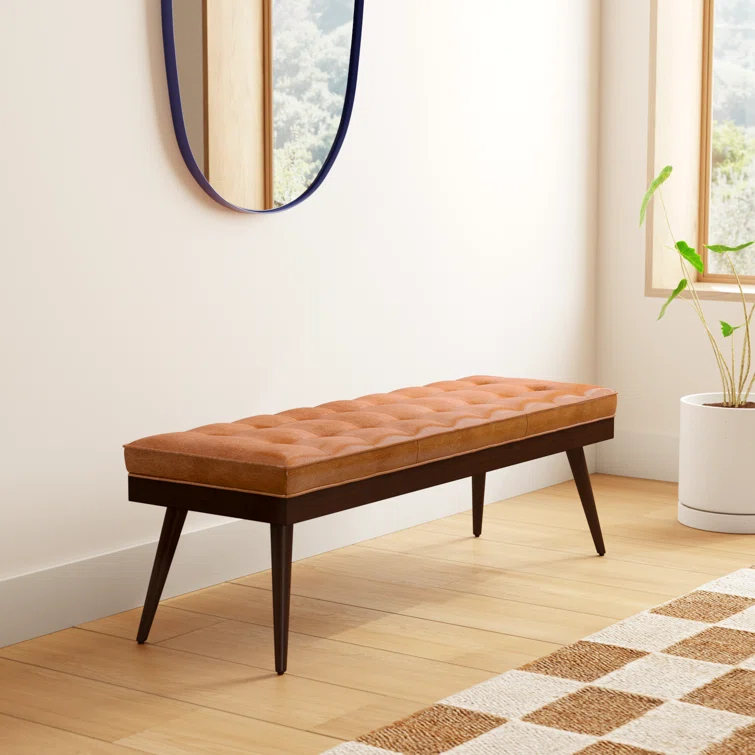 Athan Full-Grain Italian Genuine Leather Bench