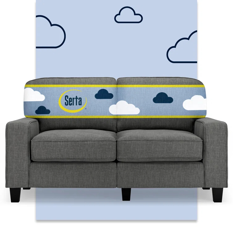 Serta Palisades 61" Track Arm Sofa, Easy Care Fabric, Soft Pillow Back, Pocket Coil Seat Cushions