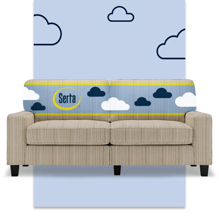 Serta Palisades 73" Track Arm Sofa, Easy Care Fabric, Soft Pillow Back, Pocket Coil Seat Cushions