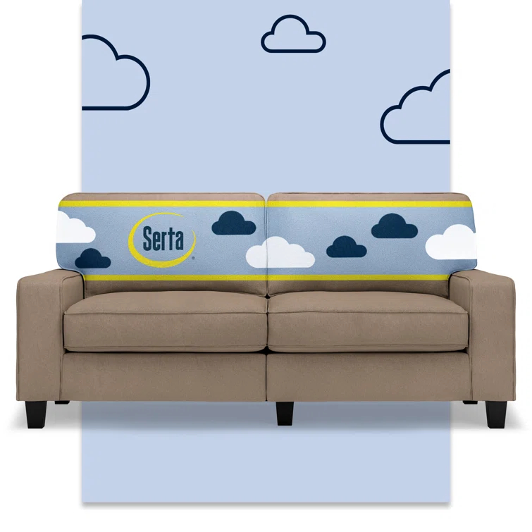 Serta Palisades 73" Track Arm Sofa, Easy Care Fabric, Soft Pillow Back, Pocket Coil Seat Cushions