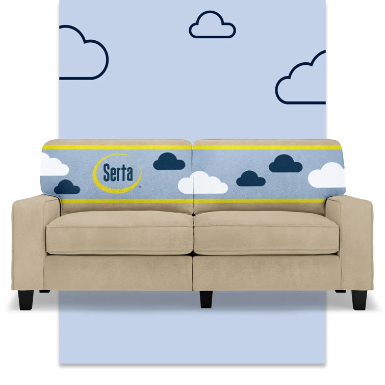 Serta Palisades 73" Track Arm Sofa, Easy Care Fabric, Soft Pillow Back, Pocket Coil Seat Cushions