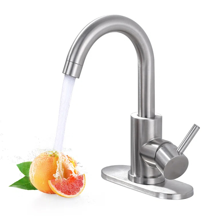 AVITAS TS14D05 Single Handle Stainless Steel Bar Kitchen Faucet With Swivel Spout And Deckplate