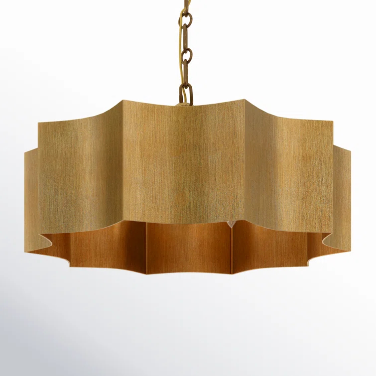 Carney 3 Light Metal Dimmable Scalloped Chandelier