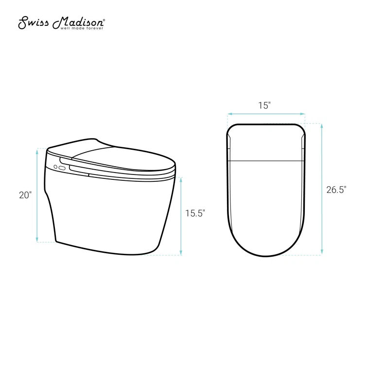 Avancer One Piece Smart Toilet 1.28 GPF With Heated Bidet, Air Drying, Night Light, Foot Sensor