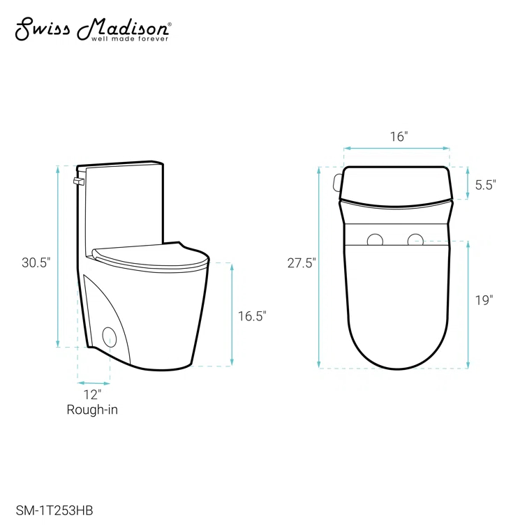 St. Tropez One Piece Elongated Toilet Dual Vortex Flush