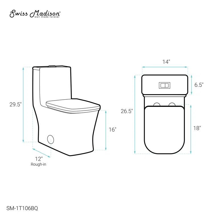 Concorde One-Piece Square Toilet Dual-Flush 1.1/1.6 gpf