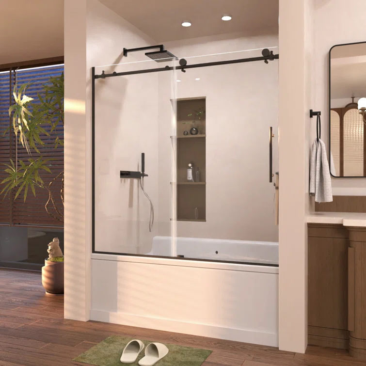 60'' - W x 60'' H Door Semi-Frameless Tub Door with