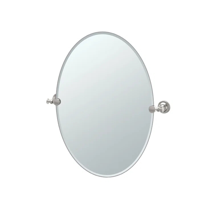 Tavern Wall Mount Frameless Oval Bathroom Vanity Mirror | Pivoting (Tilting) and Beveled Wall Mirror