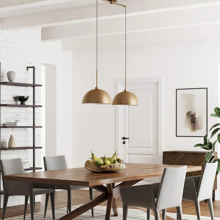 2-Light Pendant Island Light Fixture, Hanging Lights with Metal Shade and Adjustable Cord, for Kitchen