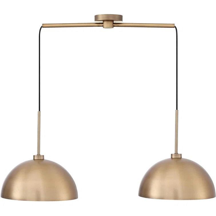 2-Light Pendant Island Light Fixture, Hanging Lights with Metal Shade and Adjustable Cord, for Kitchen