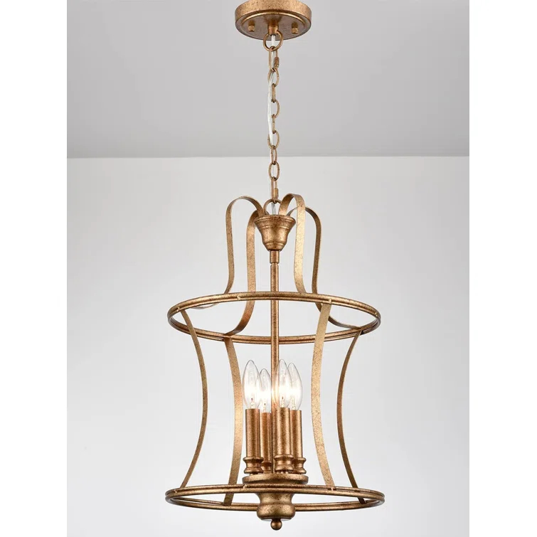 Fleur De Lis Living Modern Rustic Lantern Pendant Light With Adjustable Chain, 4-Light Chandelier For Kitchen Island, Dining Room, And Entryway