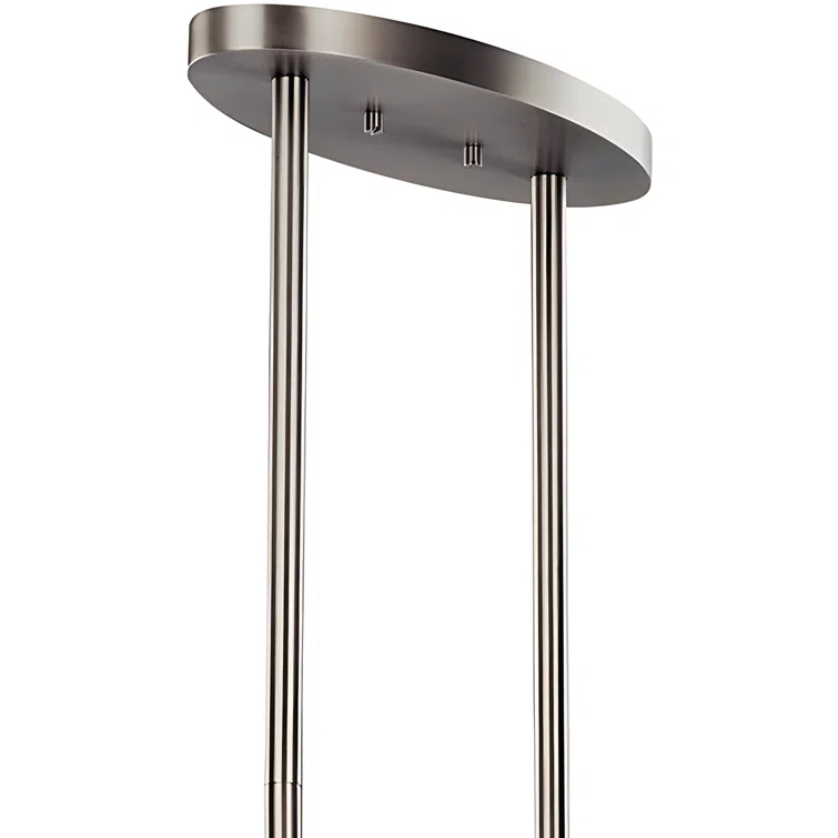 Co-t Kichler Roswell 3-Light Oval Chandelier With Satin Etched Glass And Brushed Nickel Finish, Dimmable Edge-Lit Technology For Ambient Lighting