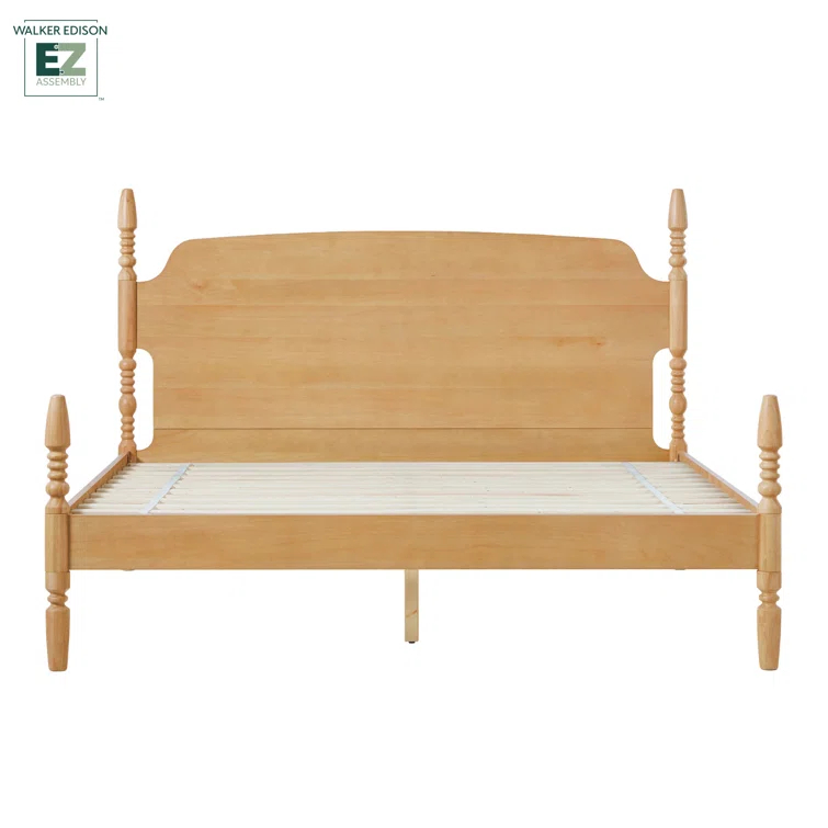 Walker Edison Vivienne Traditional Easy Assembly Solid Wood Turned Spindle Bed