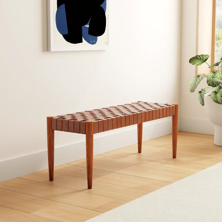 Orin 47" Woven Leather Bench
