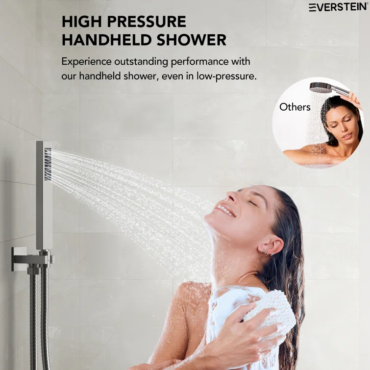 Pressure Balancing Shower Faucet 12" High-Pressure Dual Showerheads with LCD Display
