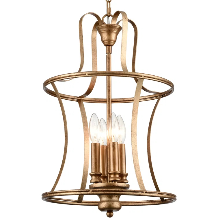 Fleur De Lis Living Modern Rustic Lantern Pendant Light With Adjustable Chain, 4-Light Chandelier For Kitchen Island, Dining Room, And Entryway