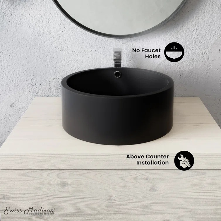 Monaco Round Ceramic Bathroom Vessel Sink