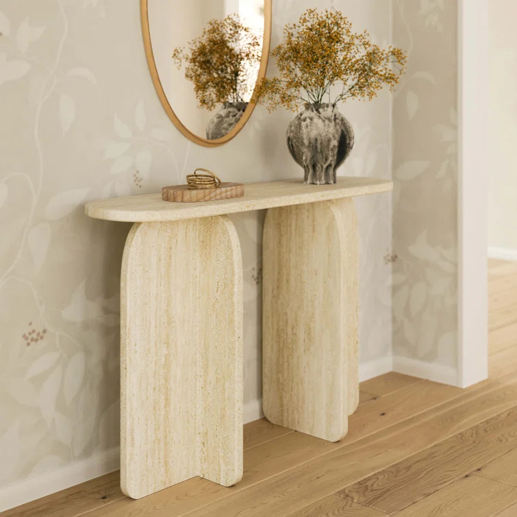 TOV Furniture Clementine Faux Travertine Console Table