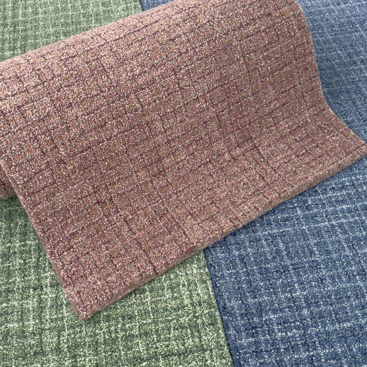Bryn Hand-Tufted Loop Pile Wool Tweedy Plaid Textured Solid Area Rug Spice Orange Rose Burgundy Tan